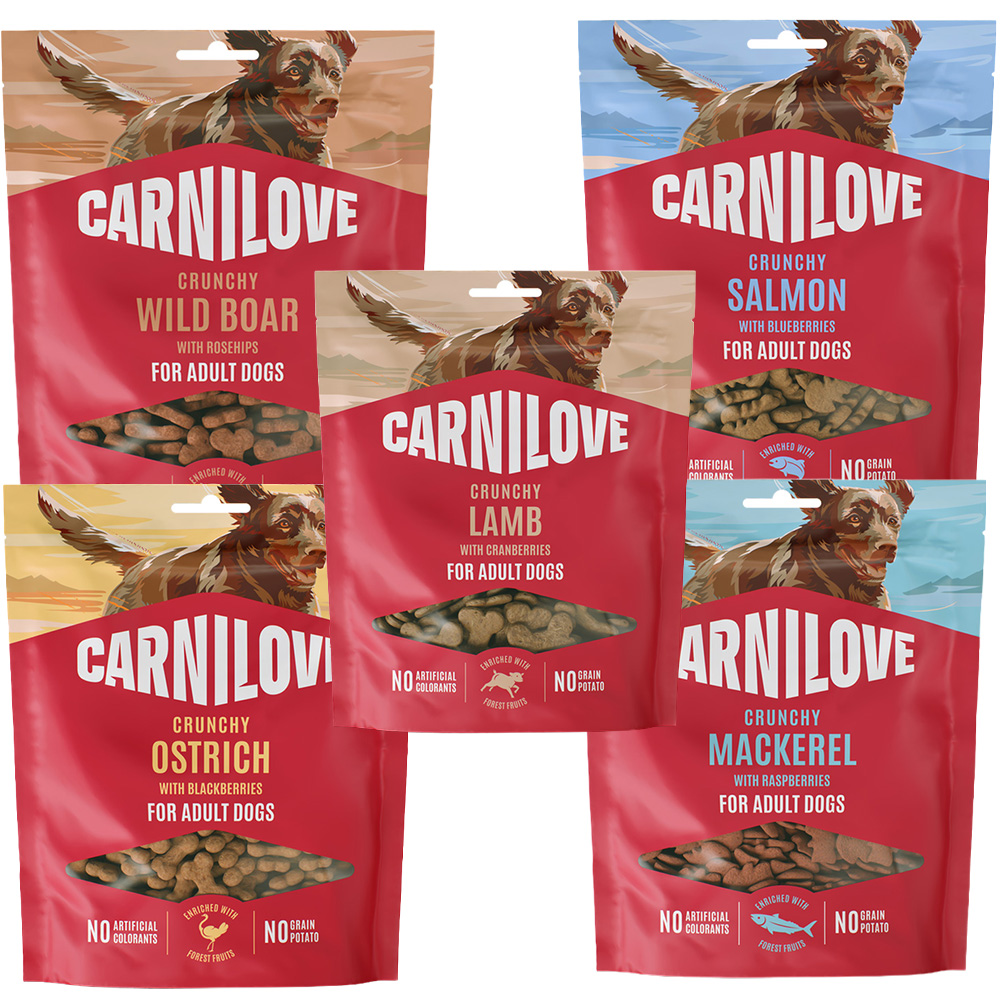 CARNILOVE SNACK DOG CRUNCHY chrupiące przysmaki dla psa zestaw 5x200g